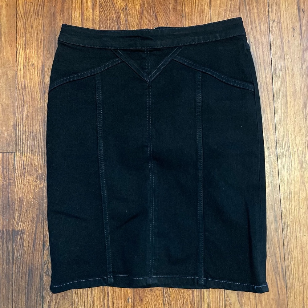 Marc Jacobs Black Denim Knee Length Pencil Skirt Size 2